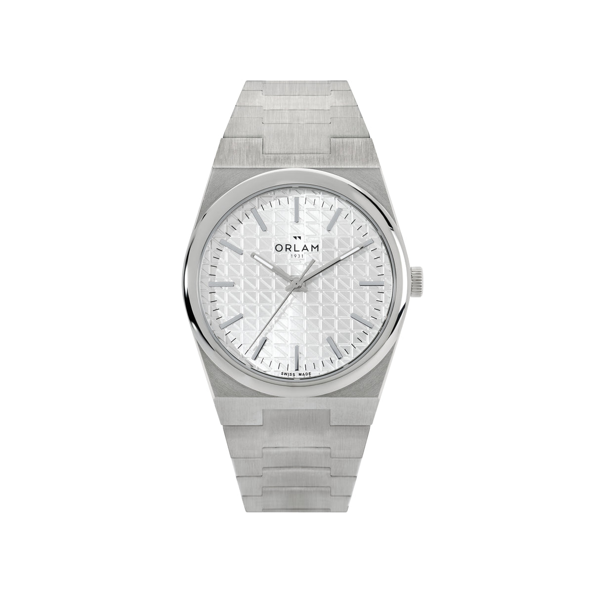 Orlam Elan 41mm Silver Dial Stainless Steel Bracelet Quartz Mens Watch