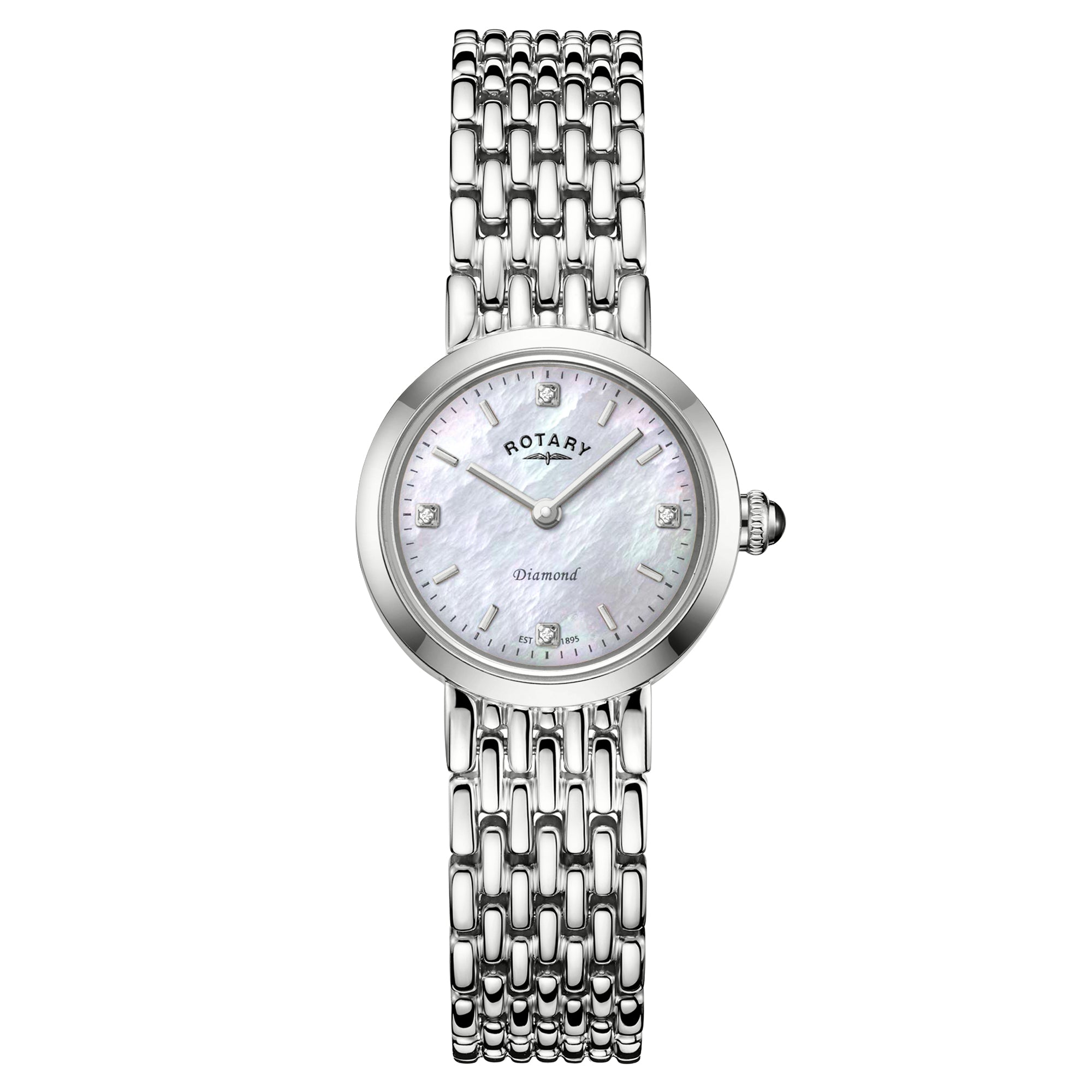 Rotary Heritage Diamond 22.7mm Mother of Pearl Stainless Steel Bracelet Quartz Ladies Watch