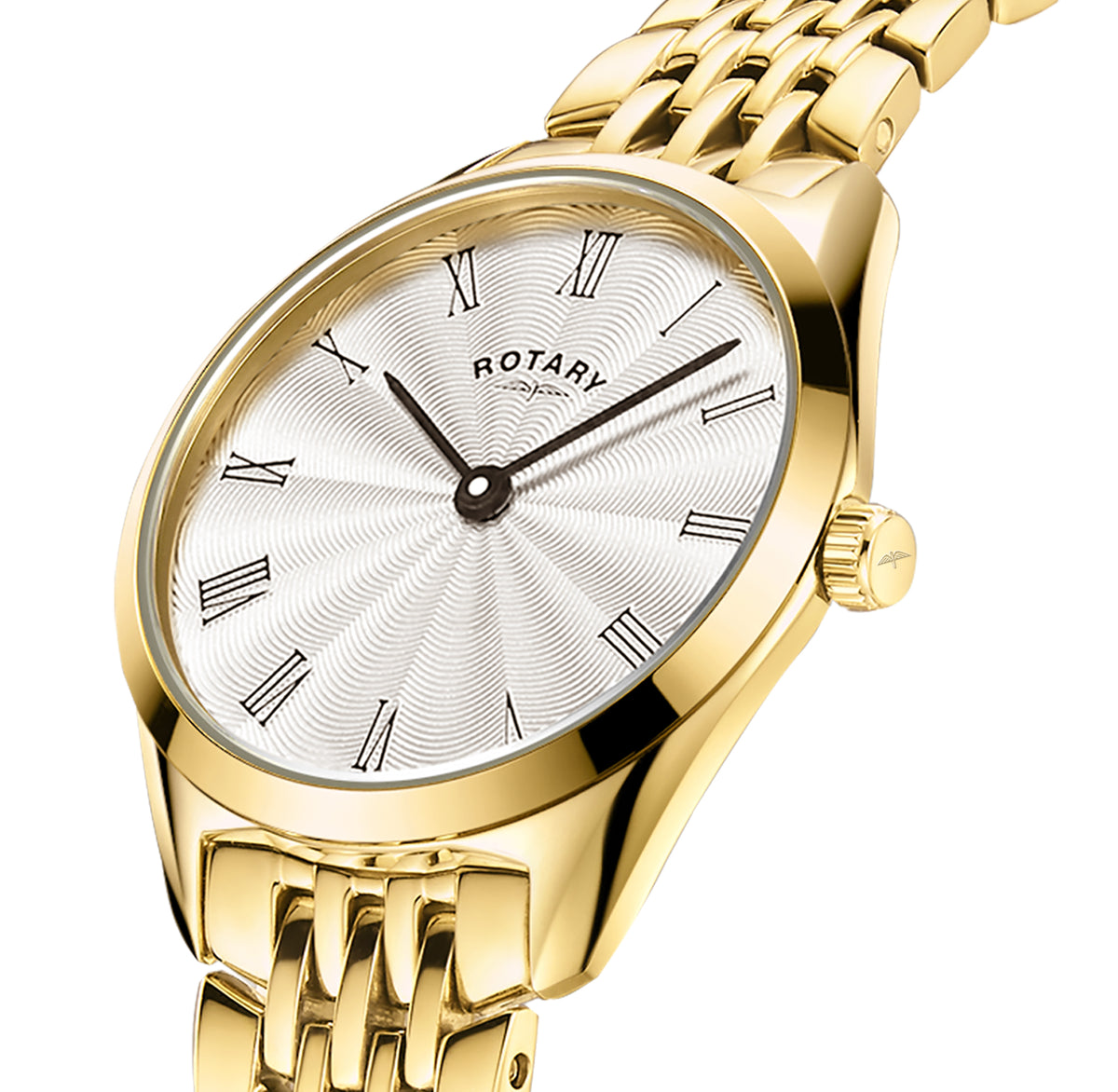 Rotary Ultra Slim 27mm Yellow Gold PVD Bracelet Quartz Ladies Watch