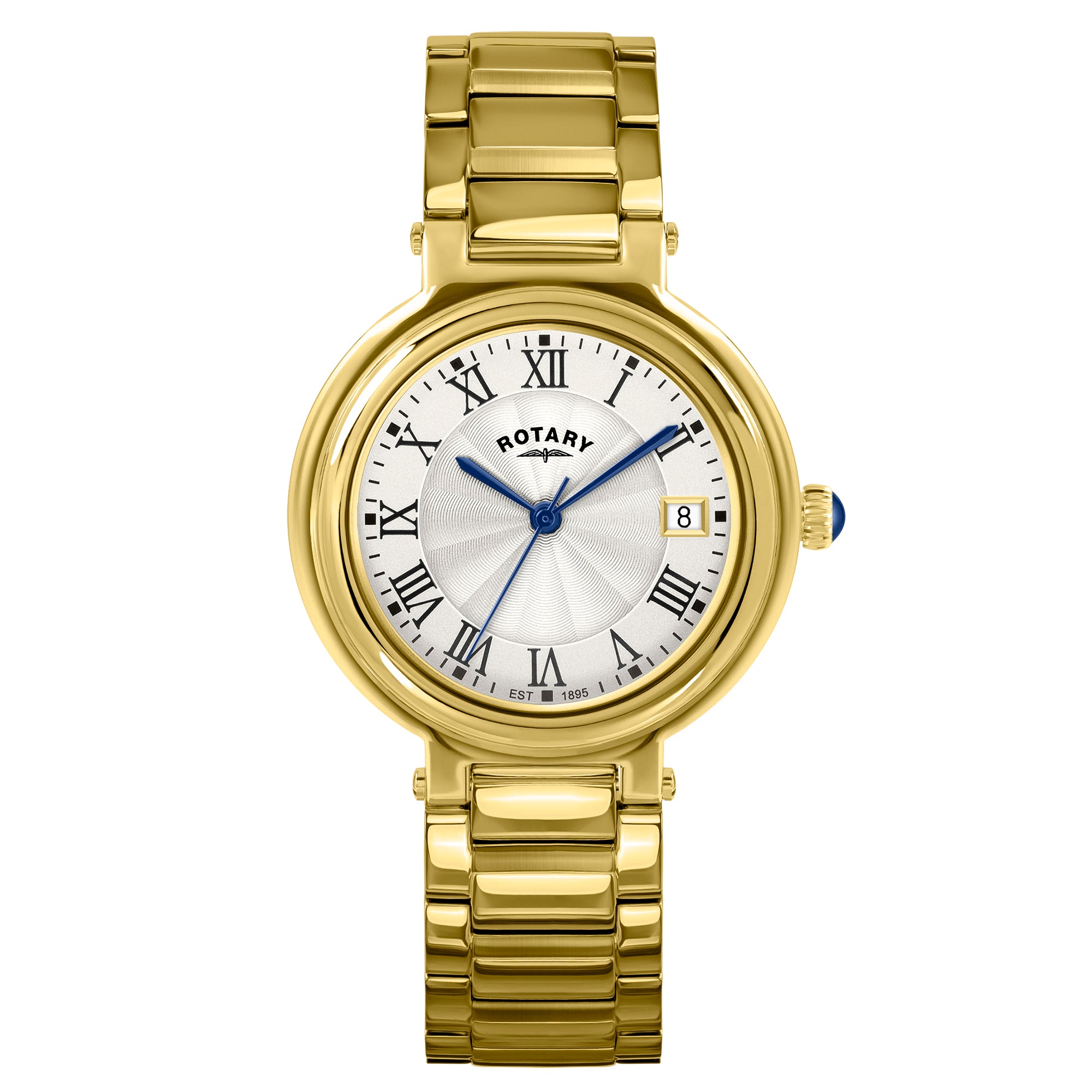 Rotary Heritage 34mm White Dial Yellow Gold PVD Bracelet Quartz Ladies Watch