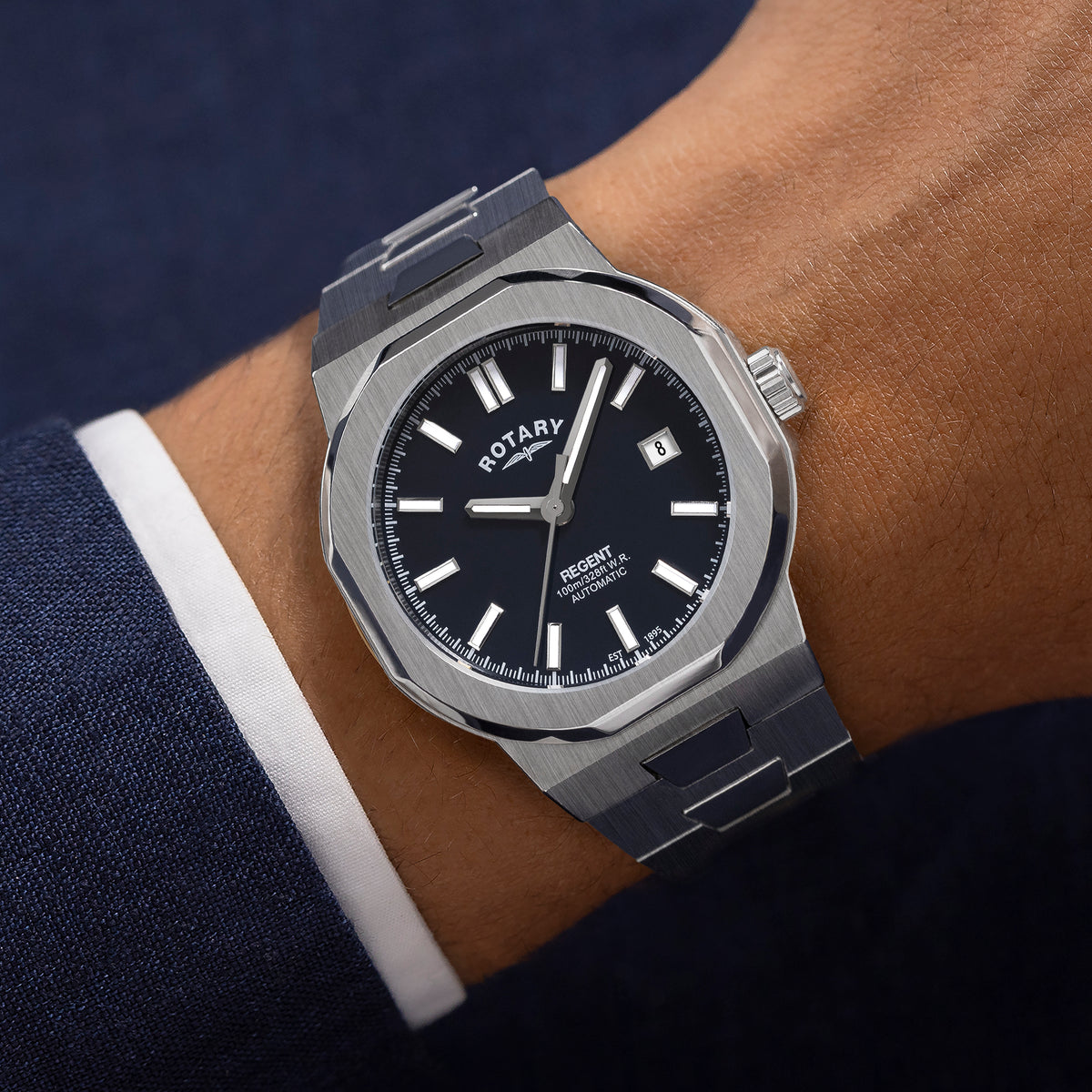 Rotary Regent 40mm Stainless Steel Bracelet Automatic Mens Watch