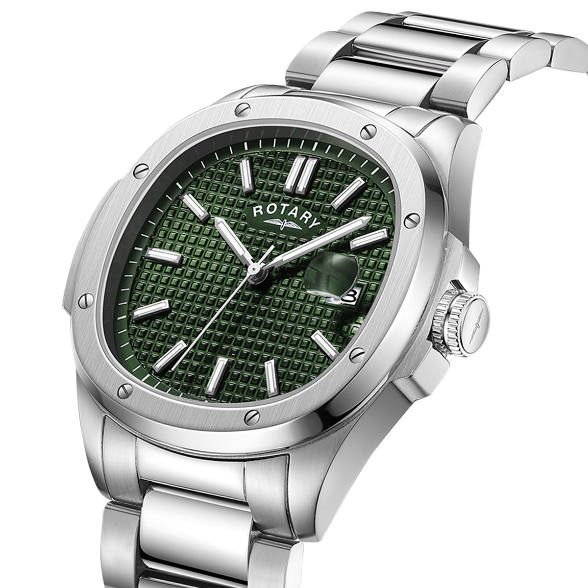 Rotary Apex100 40mm Green Stainless Steel Bracelet Quartz Mens Watch