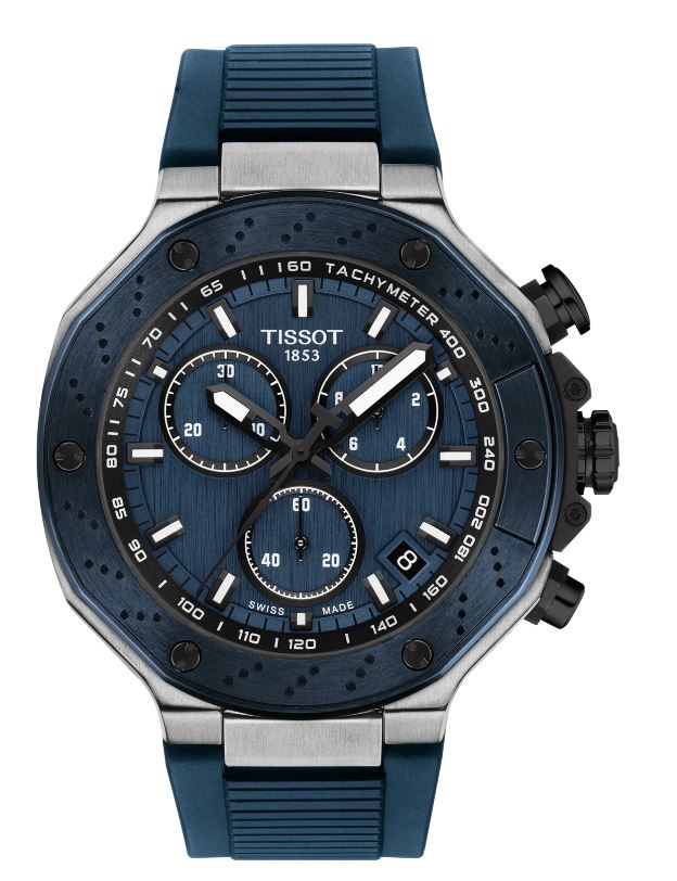 Tissot Gents T-Race Quartz Chronograph Watch 45mm Blue Dial Blue Synthetic Strap