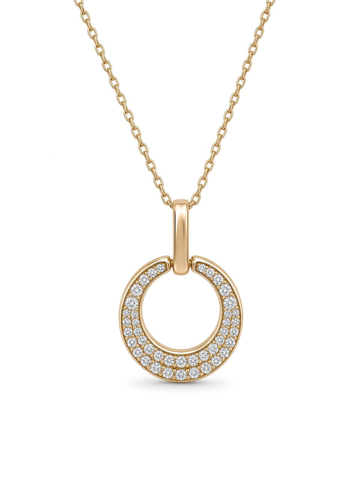Sterling Silver Yellow Gold Plated Cubic Zirconia Circle Pendant