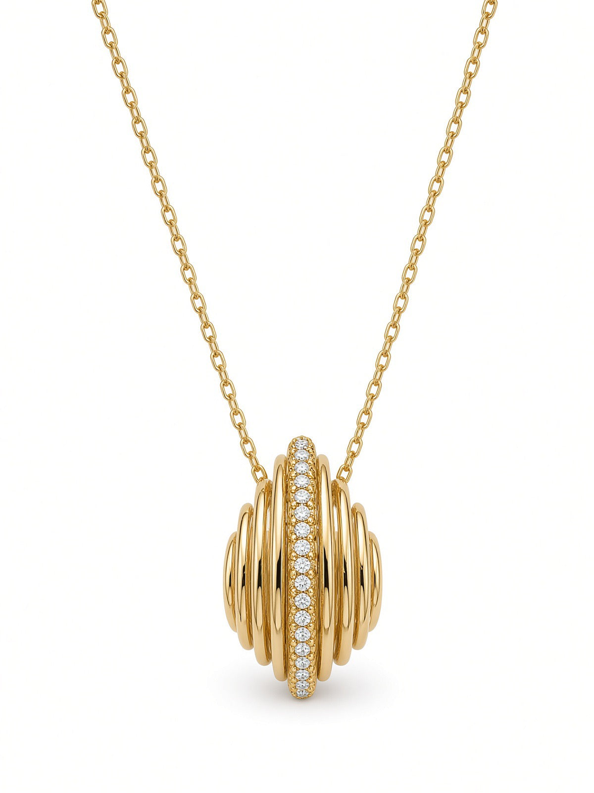 Sterling Silver Yellow Gold Plated Cubic Zirconia Teardrop Necklace