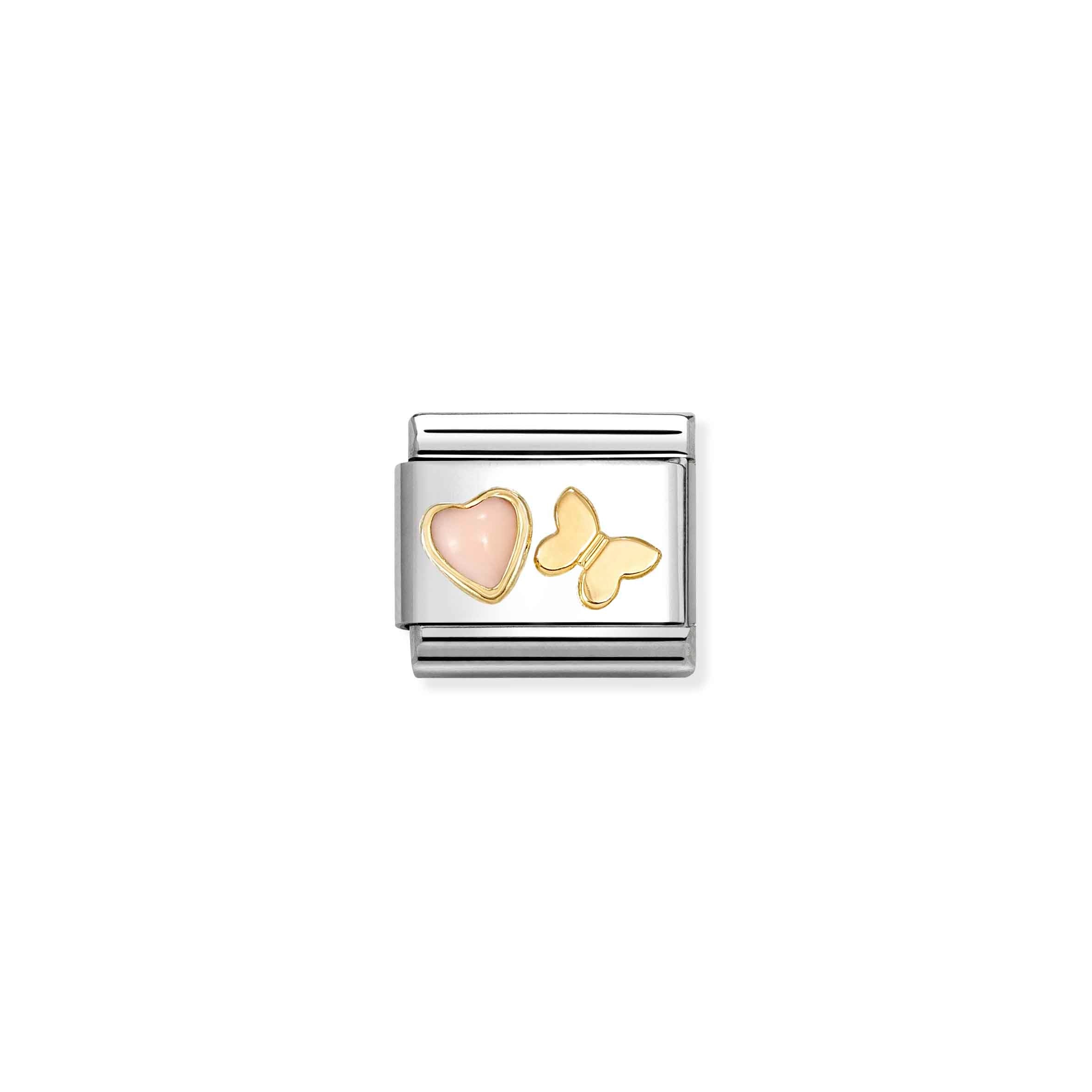 Nomination Composable Classic White Mother of Pearl Heart Charm - Stainless Steel & Yellow Gold