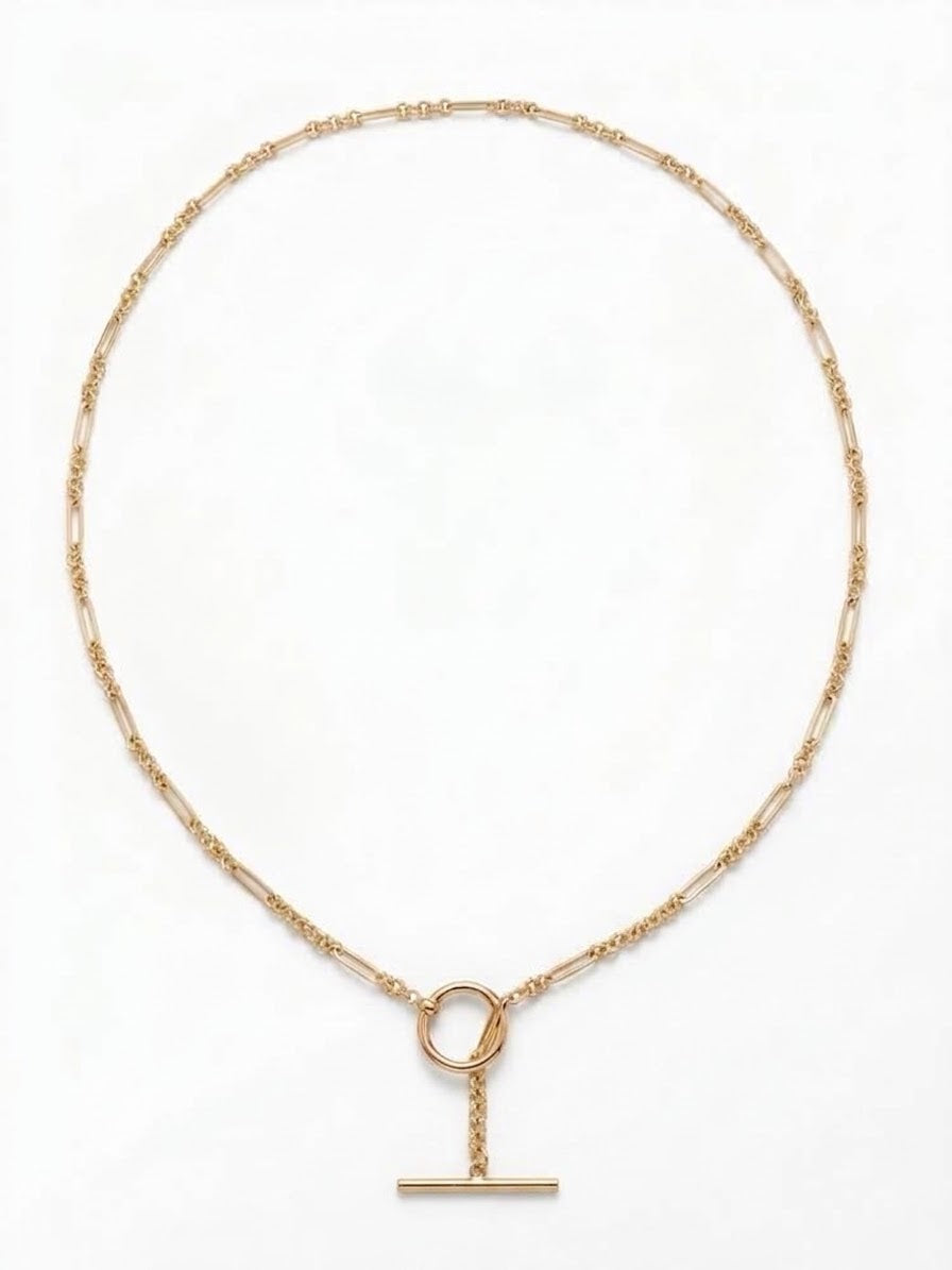 9ct Yellow Gold Fancy Link T-Bar Chain 46cm