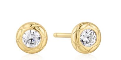 Ania Haie Gold Plated Cubic Zirconia Text Bzl Set Stud Earrings 3.2mm