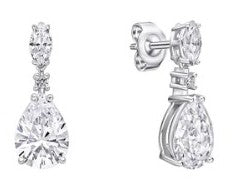 Diamondfire Sterling Silver Teardrop And Marquise CZ Drop Earrings