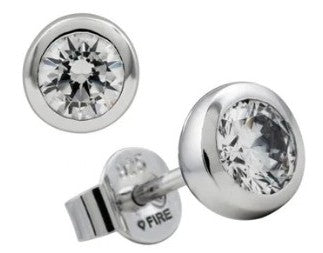 Diamondfire Sterling Silver Bezel Set CZ Stud Earrings 0.50ct
