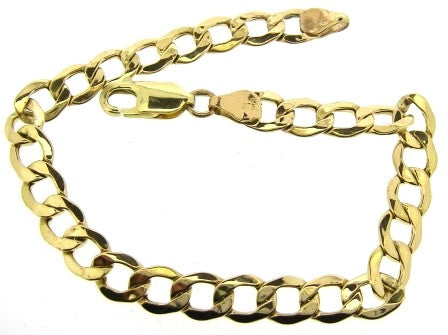 Vintage 9ct Yellow Gold Curb Link Bracelet 7.5'