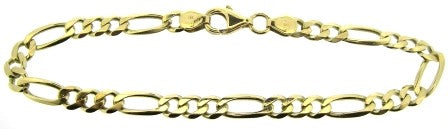 Vintage 9ct Yellow Gold Figaro Link Bracelet 8.75'