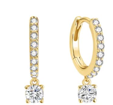 Ania Haie Gold Plated Drop Cubic Zirconia Huggie Earrings 8.5mm