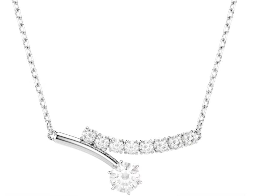 Swarovski Matrix Necklace, Round Cut, White, Rhodium Plated