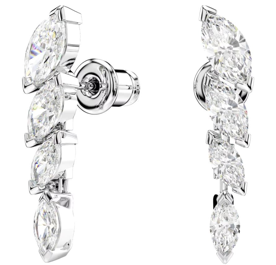 Swarovski Mesmera Drop Earrings, Marquise Cut, White, Rhodium Plated