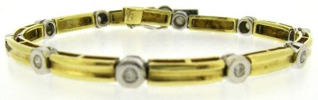 Vintage 18ct Yellow And White Gold 11 Stone Round Brilliant Diamond Bracelet 7'