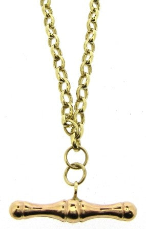Vintage 9ct Yellow Gold Oval Belcher Link T/Bar Chain 19'