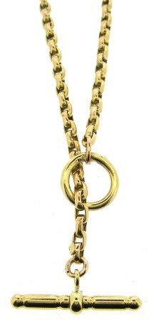 Vintage 9ct Yellow Gold Cable Link T/Bar Chain 22'