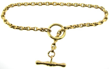 Vintage 9ct Yellow Gold Cable Link T/Bar Bracelet 7.5'
