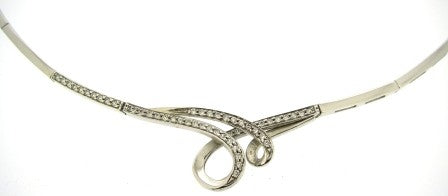 Vintage 9ct White Gold Cubic Zirconia Necklet