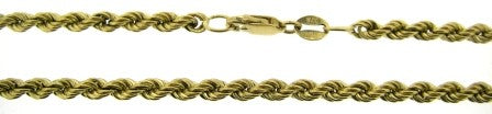 Vintage 9ct Yellow Gold Rope Chain 20.5'