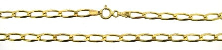Vintage 9ct Yellow Gold Curb Link Chain 18'