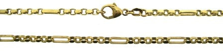 Vintage 9ct Yellow Gold Figaro Belcher Link Chain 28'