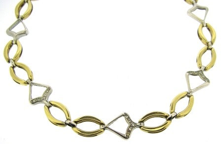 Vintage 9ct Yellow And White Gold Cubic Zirconia Necklet 17'