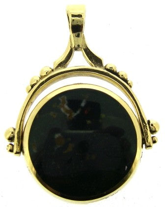 Vintage 9ct Yellow Gold Red Agate And Bloodstone Swivel Fob