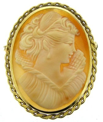 Vintage 9ct Yellow Gold Cameo Brooch
