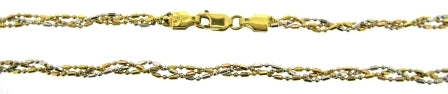 Vintage 18ct Yellow,White And Rose Gold 3 Strand Twist Dot Dash Chain 20.5'