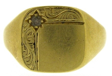 Vintage 18ct Yellow Gold Cushion Shape Signet Ring