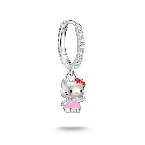 Thomas Sabo Silver Plated Single Pink Hello Kitty Hoop Earring With CZ