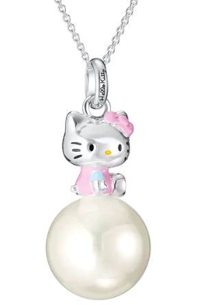 Thomas Sabo Silver Plated Hello Kitty Synthetic Pearl Pendant 45-50cm