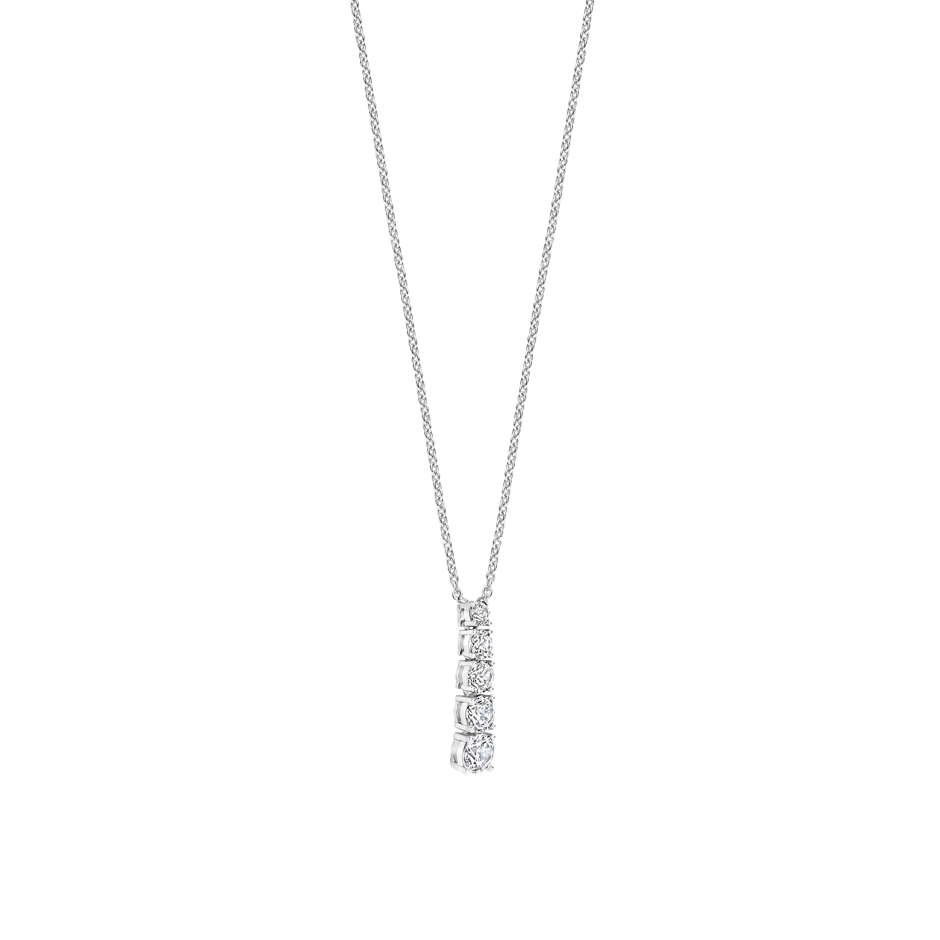 Ti Sento Sterling Silver 5 Cubic Zirconia Graduated Drop Necklace 38-48cm