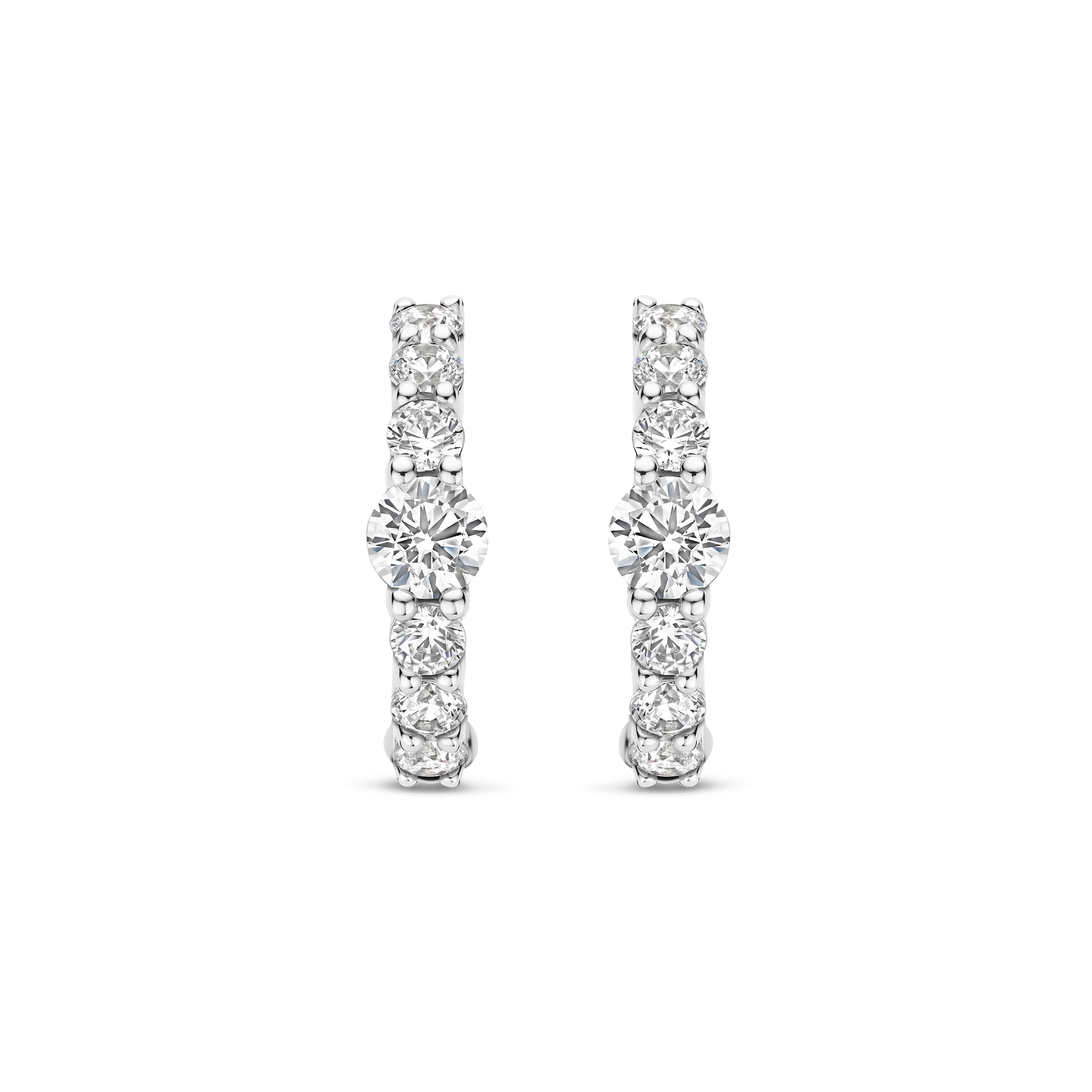Ti Sento Sterling Silver Cubic Zirconia Tennis Hoop Earrings 14mm