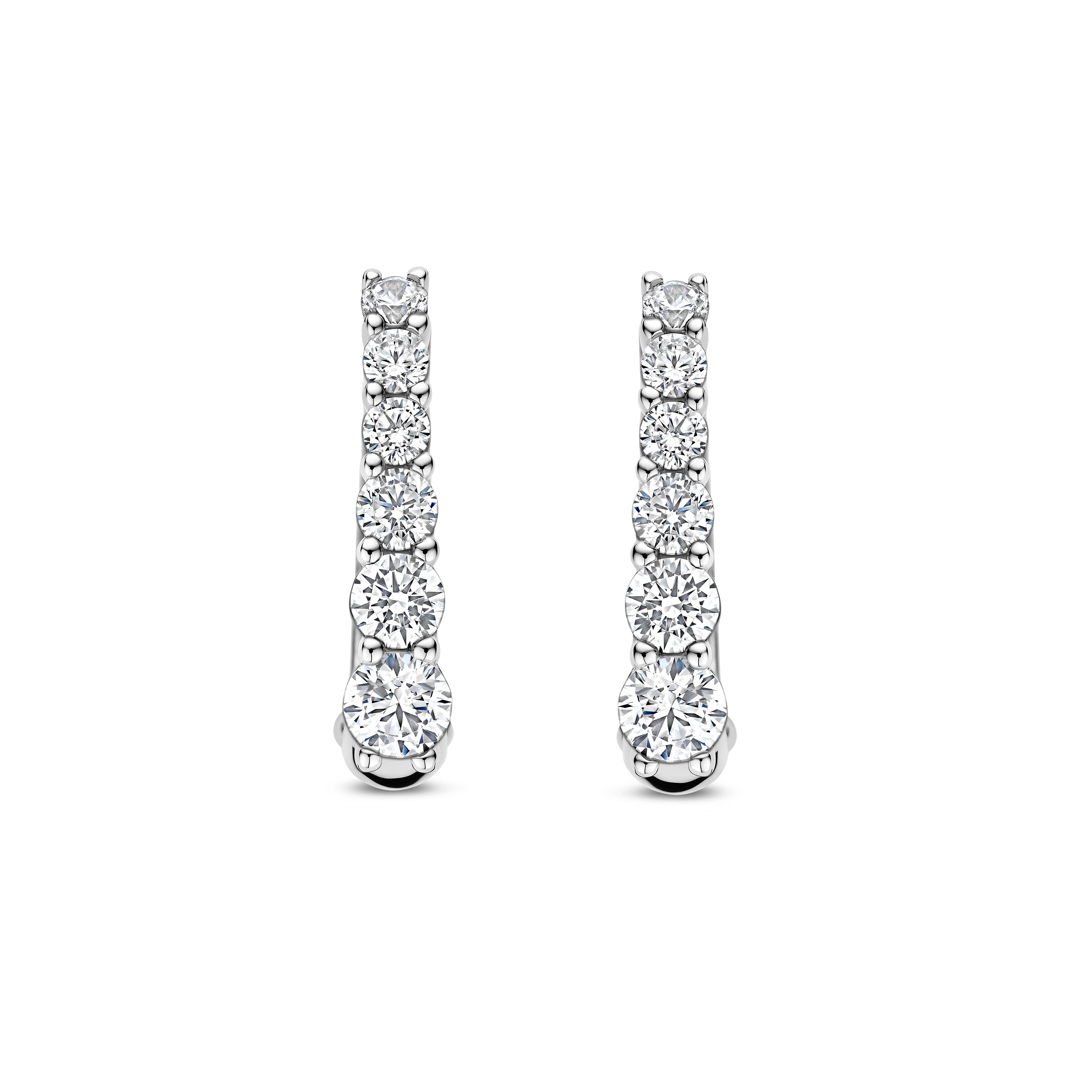 Ti Sento Sterling Silver Graduated Cubic Zirconia Oval Hoop Earrings 20mm