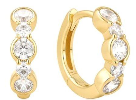 Ania Haie Gold Plated Cubic Zirconia Huggie Hoop Earrings 8.5mm