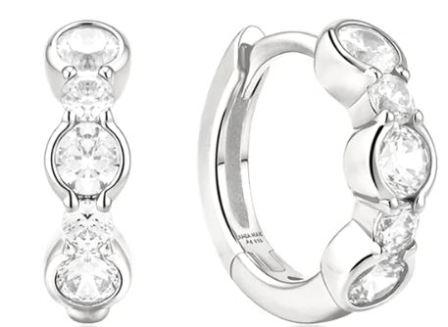 Ania Haie Sterling Silver Cubic Zirconia Huggie Hoop Earrings 8.5mm