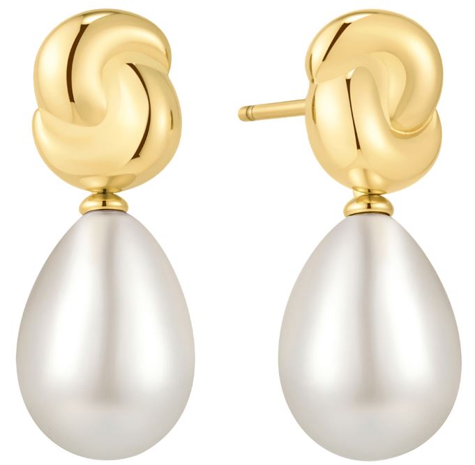 Ania Haie Gold Plated Shl Pearl Twist Drop Earrings
