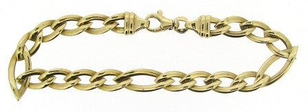 Vintage 9ct Yellow Gold Figaro Style Oval Link Bracelet 8'