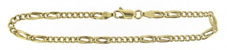 Vintage 18ct Yellow Gold Figaro with Double Link Bracelet 7.5'