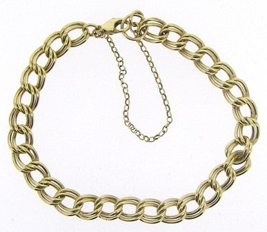 Vintage 9ct Yellow Gold Double Curb Link Bracelet with Safety Chain