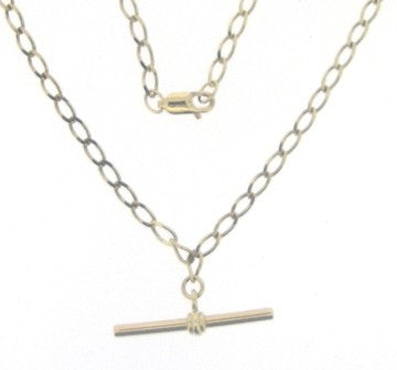 Vintage 9ct Yellow Gold Curb Link T/Bar Chain 20'
