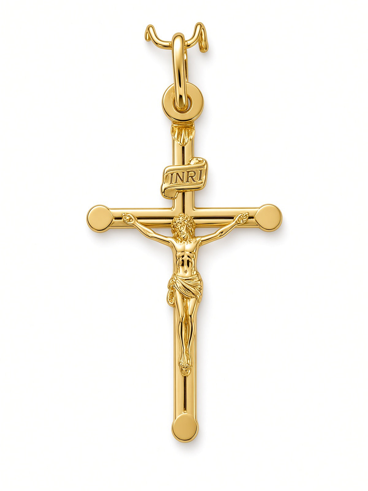 9ct Yellow Gold Crucifix Pendant 17-19"