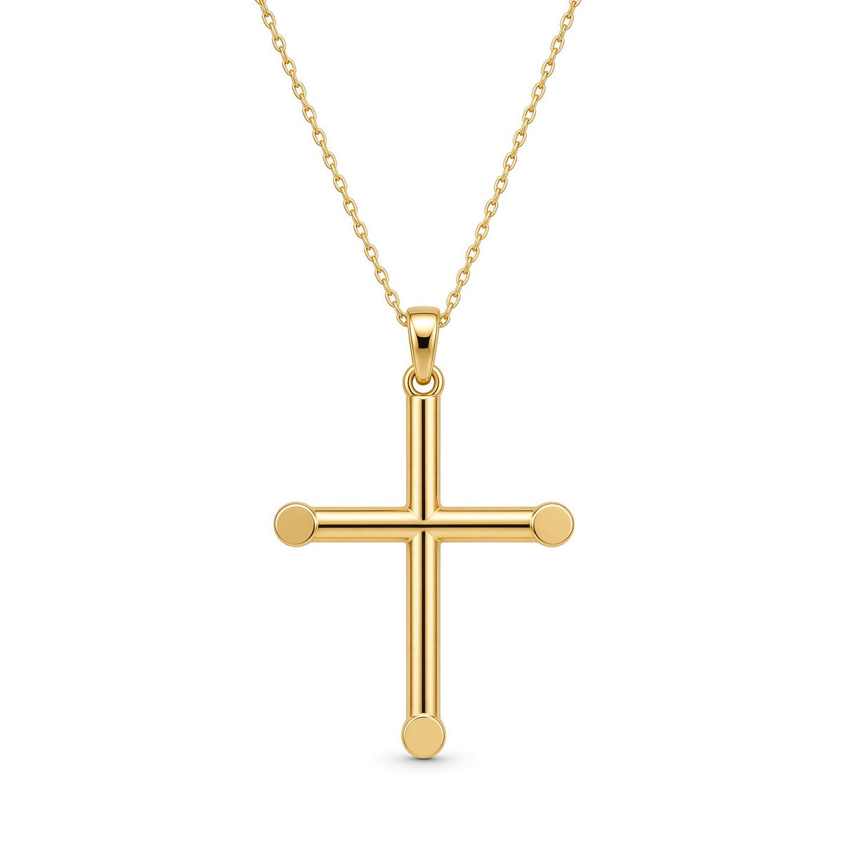 9ct Yellow Gold Plain Cross Pendant 17-18"