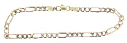 Vintage 9ct Rose Gold Figaro Link Bracelet 7.5'