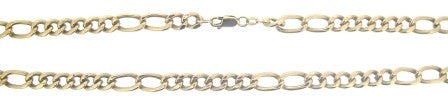 Vintage 9ct Yellow Gold Figaro Link Chain 21'
