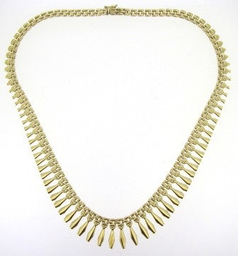 Vintage 9ct Yellow Gold Graduated Fancy Link Necklet 17'