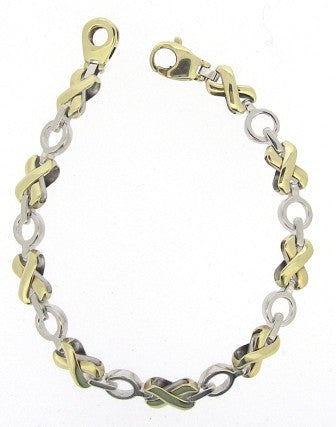 Vintage 9ct Yellow and White Gold Fancy Link Bracelet 7'